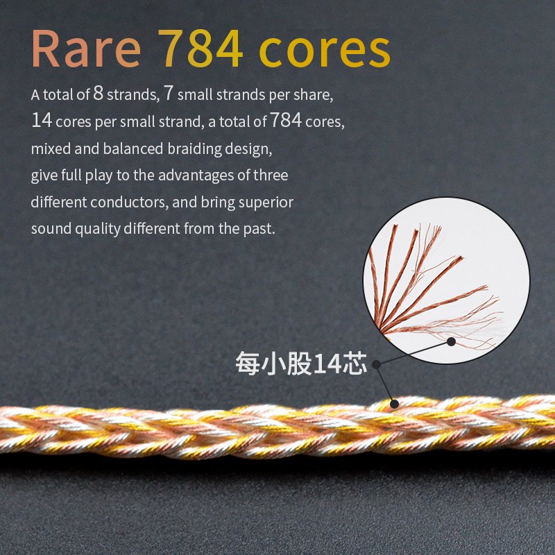 KZ - 90-7 Cable de actualización de alta resolución 784 Core - Dorado KZ - 90-7 Cable de actualización de alta resolución 784 Core - Dorado